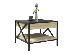 Online Mesa de centro | Mesa de apoio luzes LED Infinity 50x50x38 cm carvalho sonoma Castanho