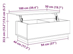 Clearance Mesa de centro | Mesa de apoio | Mesa de café 100x50x35 cm pinho maciço Castanho