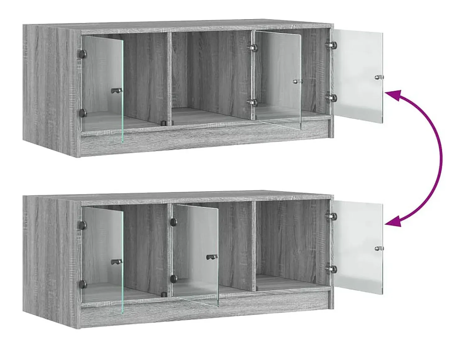 Mesa De Centro| Mesa de centro | Mesa de apoio | Mesa de café c/ portas de vidro 102x50x42 cm cinza sonoma Cinzento