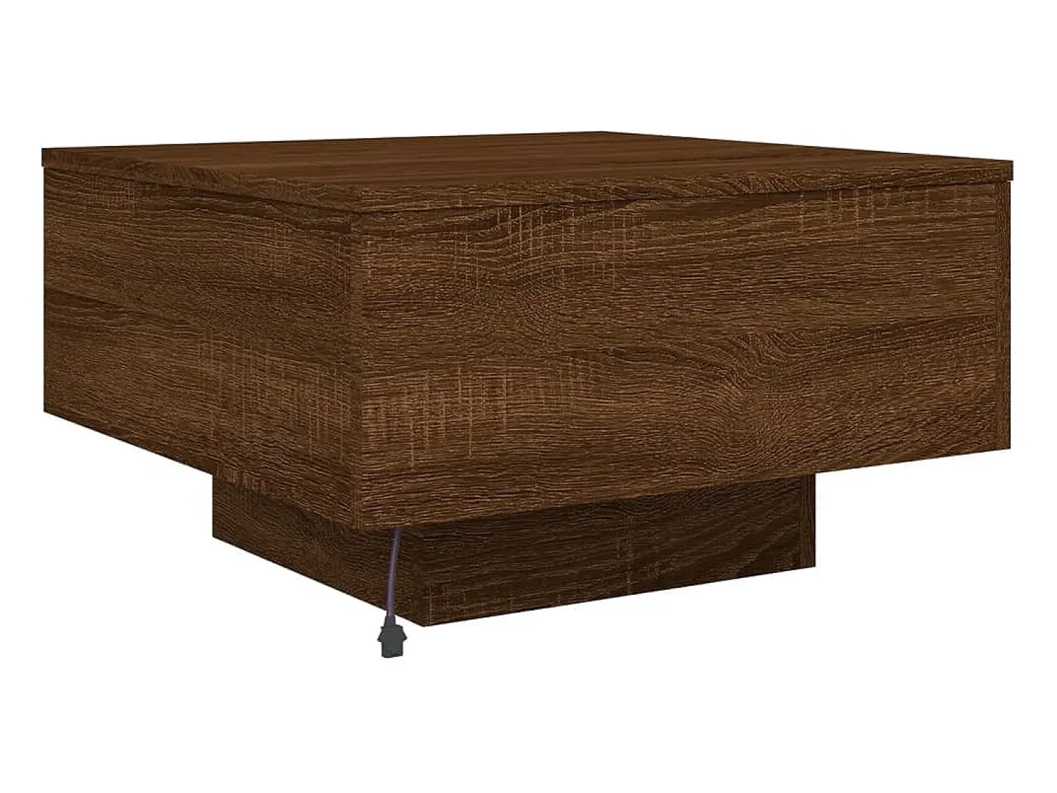 Mesa De Centro| Mesa de centro | Mesa de apoio com luzes LED 55x55x31 cm carvalho Castanho