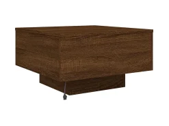 Mesa De Centro| Mesa de centro | Mesa de apoio com luzes LED 55x55x31 cm carvalho Castanho