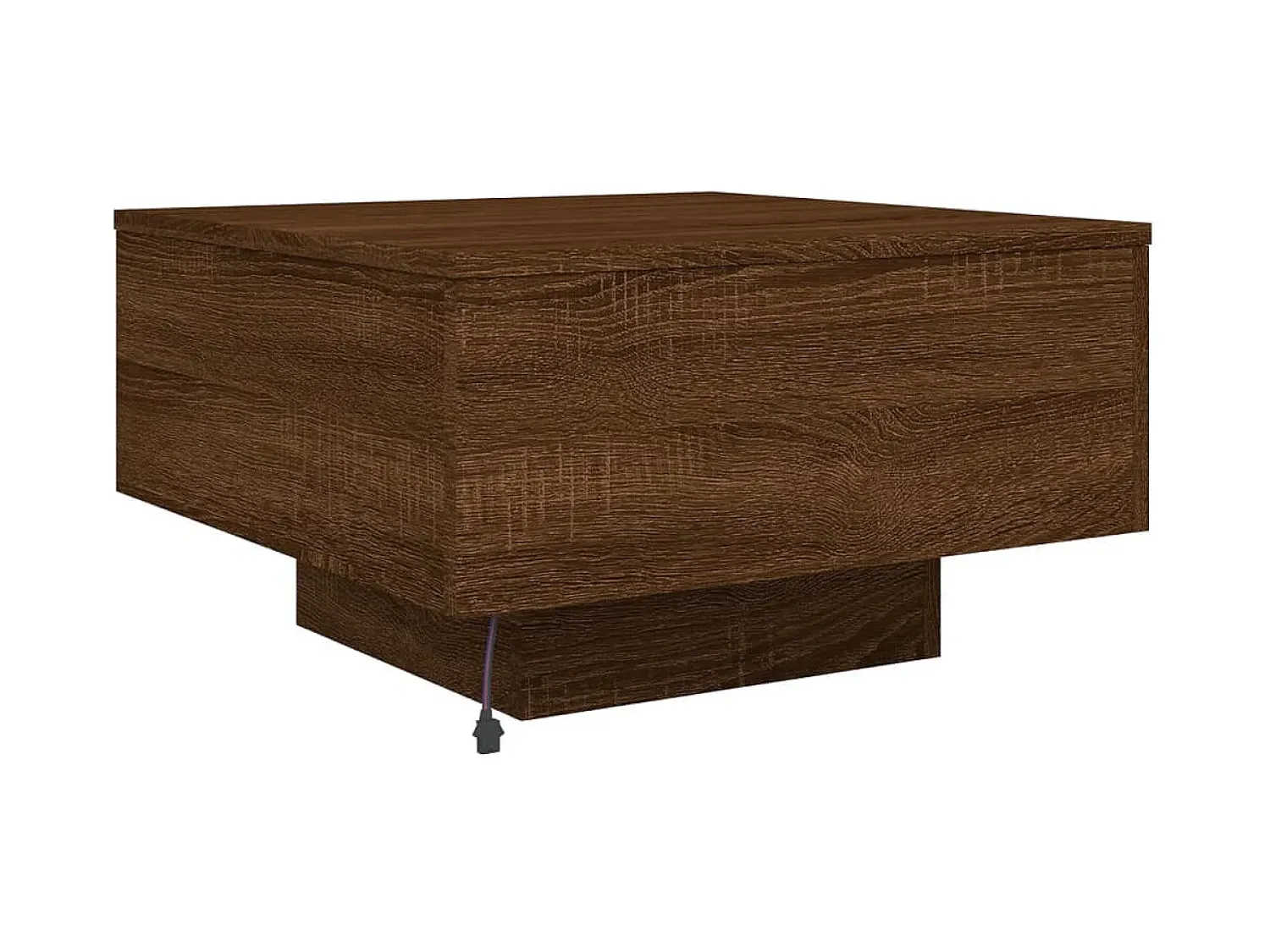 Mesa De Centro| Mesa de centro | Mesa de apoio com luzes LED 55x55x31 cm carvalho Castanho