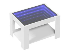 Mesa De Centro* Mesa de centro | Mesa de apoio c/ LEDs 73x53x45 cm derivados de madeira Branco