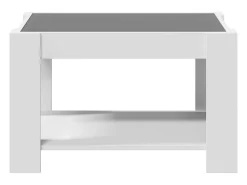 Mesa De Centro* Mesa de centro | Mesa de apoio c/ LEDs 73x53x45 cm derivados de madeira Branco