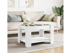 Mesa De Centro* Mesa de centro | Mesa de apoio c/ LEDs 73x53x45 cm derivados de madeira Branco