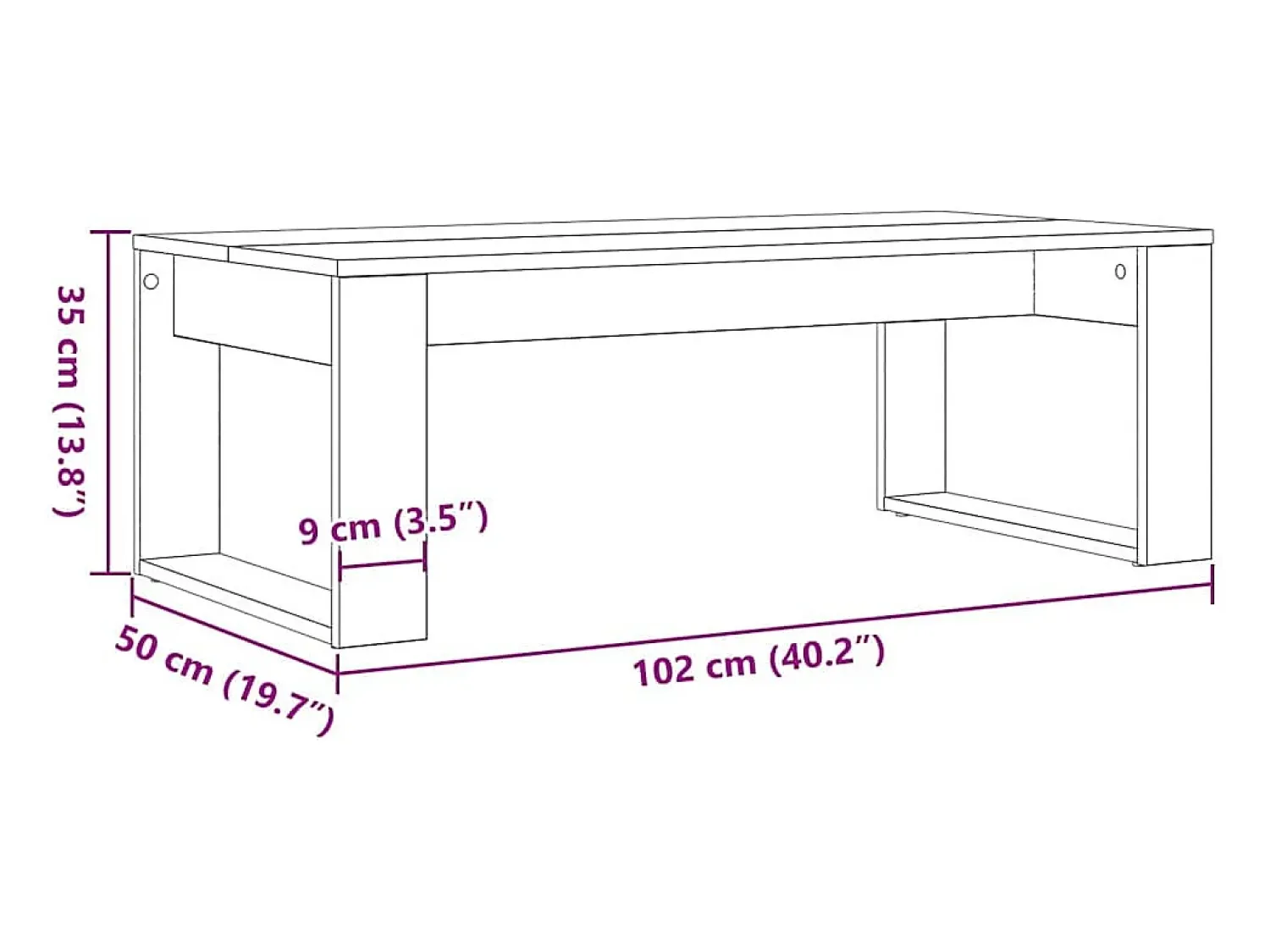 Best Mesa de centro | Mesa de apoio | Mesa de Café Carvalho 102x50x35 cm Madeira processada Preto