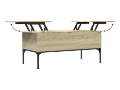 Mesa de centro | Mesa de apoio 100x50x45cm deriv. madeira/metal carvalho sonoma^ Mesa De Centro