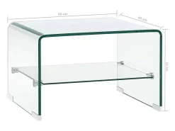 Mesa De Centro| Mesa de centro | Mesa de apoio 50x45x33 cm vidro temperado Transparente