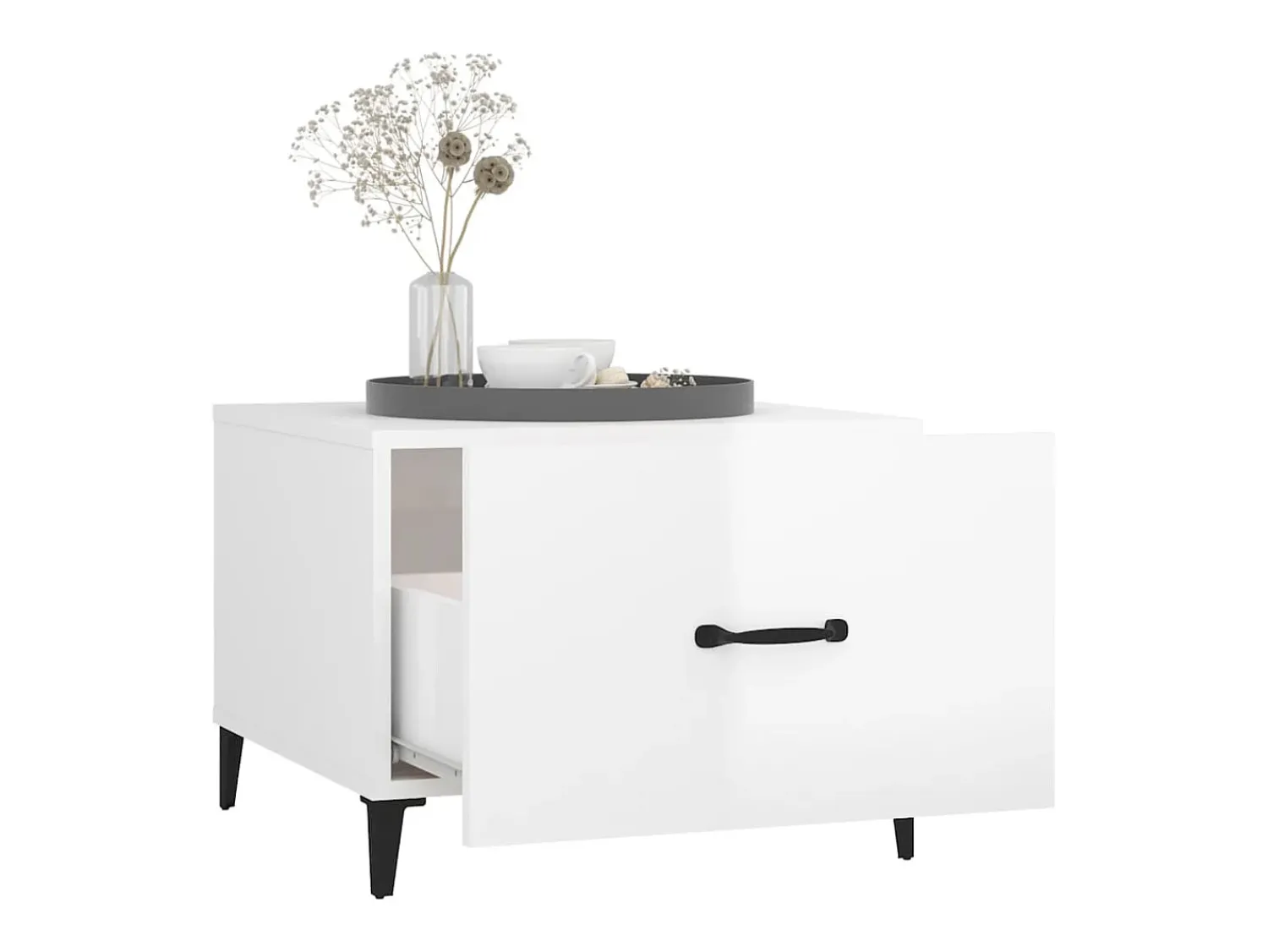 Mesa de centro | Mesa de apoio com pernas de metal 50x50x40 cm brilhante^ Mesa De Centro