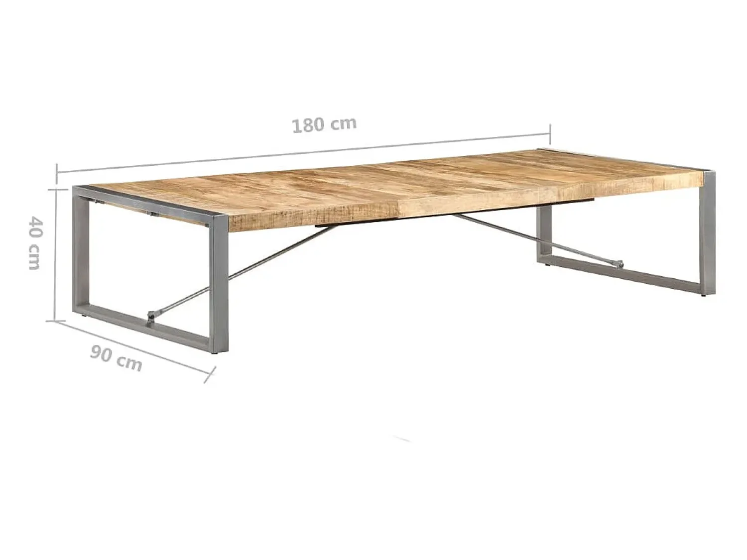 Sale Mesa de centro | Mesa de apoio | Mesa de café 180x90x40 cm madeira de mangueira áspera Castanho