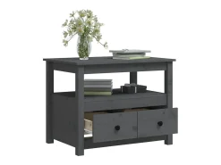 Mesa De Centro* Mesa de centro | Mesa de apoio 71x49x55 cm pinho maciço cinza Cinzento