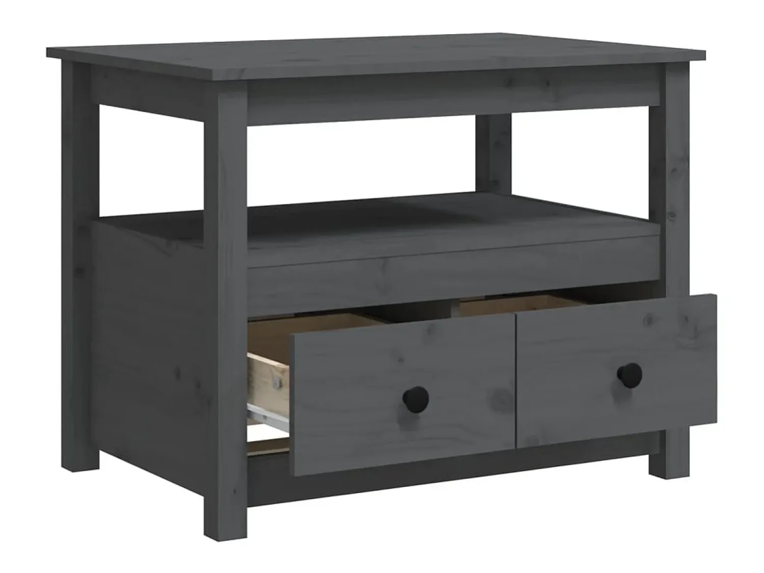 Mesa De Centro* Mesa de centro | Mesa de apoio 71x49x55 cm pinho maciço cinza Cinzento