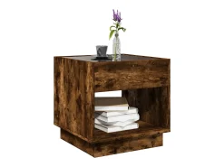 Mesa De Centro| Mesa de centro | Mesa de apoio luzes LED Infinity 50x50x50 cm carvalho fumado Castanho