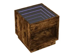 Mesa De Centro| Mesa de centro | Mesa de apoio luzes LED Infinity 50x50x50 cm carvalho fumado Castanho