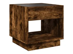 Mesa De Centro| Mesa de centro | Mesa de apoio luzes LED Infinity 50x50x50 cm carvalho fumado Castanho