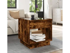 Mesa De Centro| Mesa de centro | Mesa de apoio luzes LED Infinity 50x50x50 cm carvalho fumado Castanho