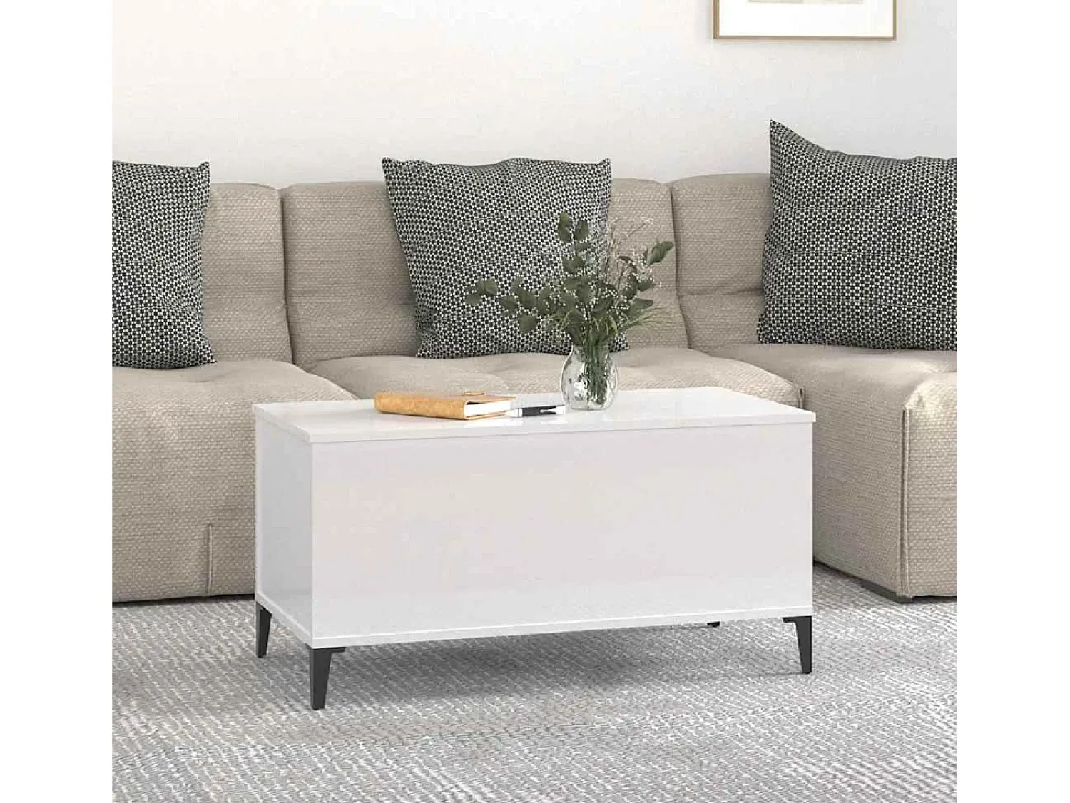 Mesa de centro | Mesa de apoio 90x44.5x45 cm derivados de madeira brilhante^ Mesa De Centro