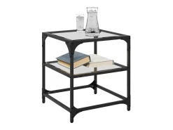 Discount Mesa de centro | Mesa de apoio c/ topo em vidro 40x40x45 cm aço Transparente