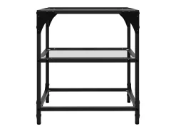 Discount Mesa de centro | Mesa de apoio c/ topo em vidro 40x40x45 cm aço Transparente