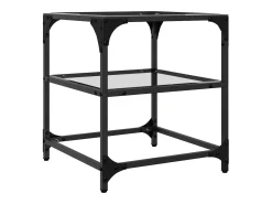 Discount Mesa de centro | Mesa de apoio c/ topo em vidro 40x40x45 cm aço Transparente