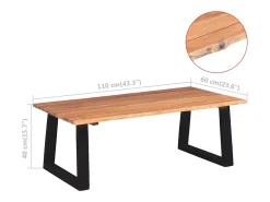 Mesa De Centro* Mesa de centro | Mesa de apoio em madeira de acácia maciça 110x60x40 cm Castanho