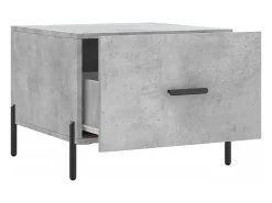 Mesa de centro | Mesa de apoio 50x50x40 cm madeira processada cinza cimento^ Mesa De Centro