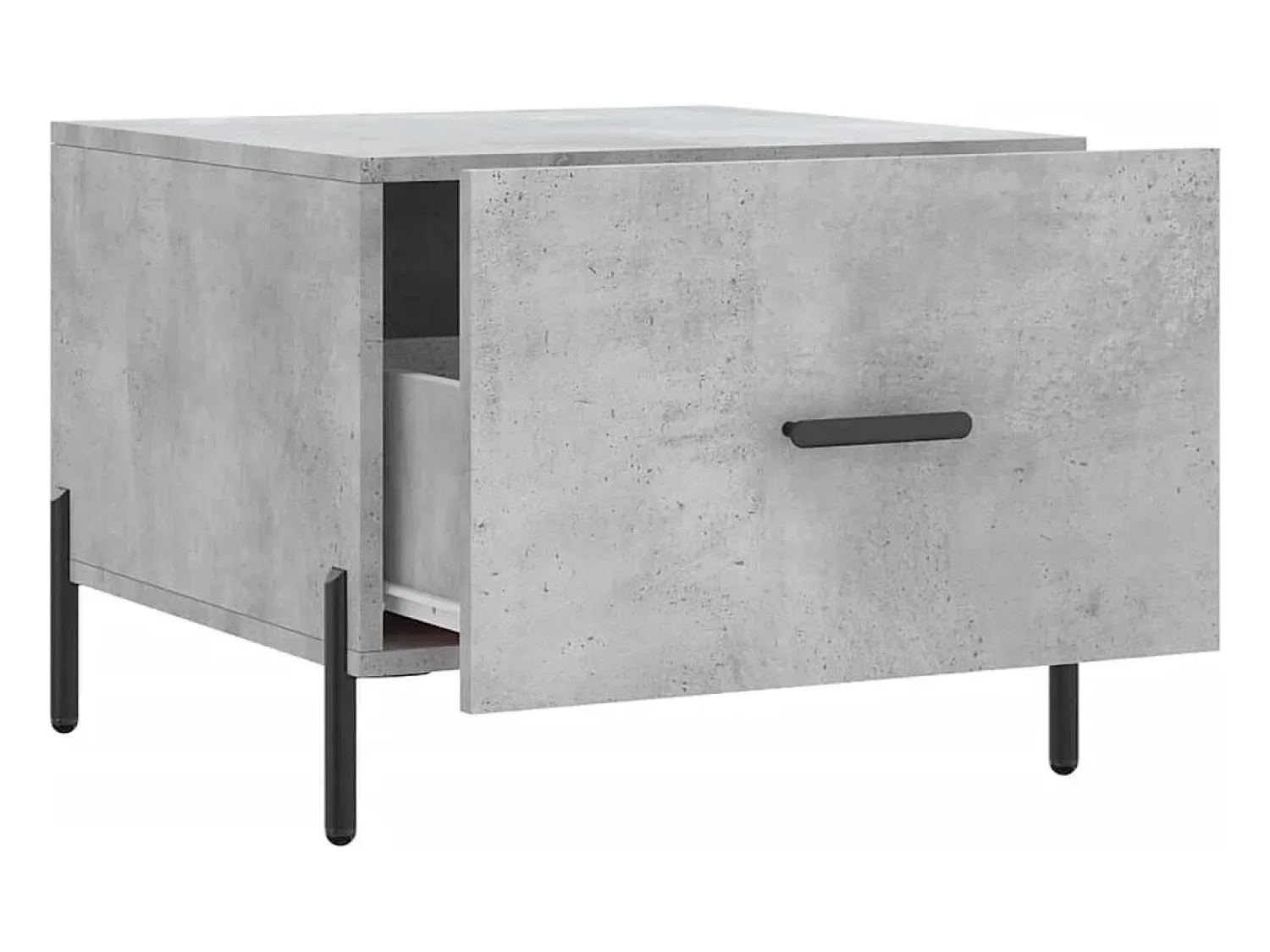 Mesa de centro | Mesa de apoio 50x50x40 cm madeira processada cinza cimento^ Mesa De Centro