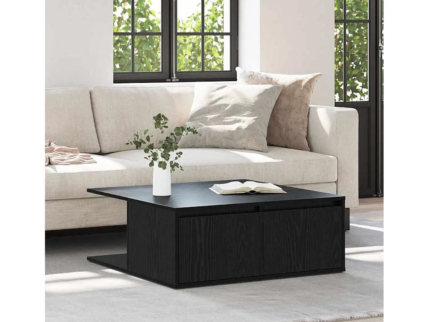 Discount Mesa de centro | Mesa de apoio com gaveta Carvalho 80x80x31 cm Preto