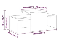 Mesa de centro | Mesa de apoio | Mesas encaixáveis Carvalho 100x48x40 cm^ Mesa De Centro