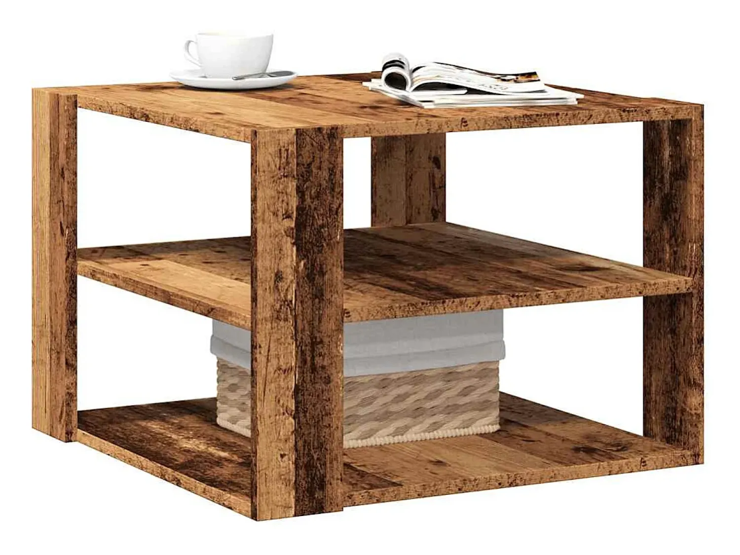 Mesa de centro | Mesa de apoio 58x58x40 cm derivados de madeira madeira velha^ Mesa De Centro