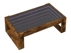Mesa De Centro* Mesa de centro | Mesa de apoio luzes LED Infinity 90x53x30 cm carvalho fumado Castanho