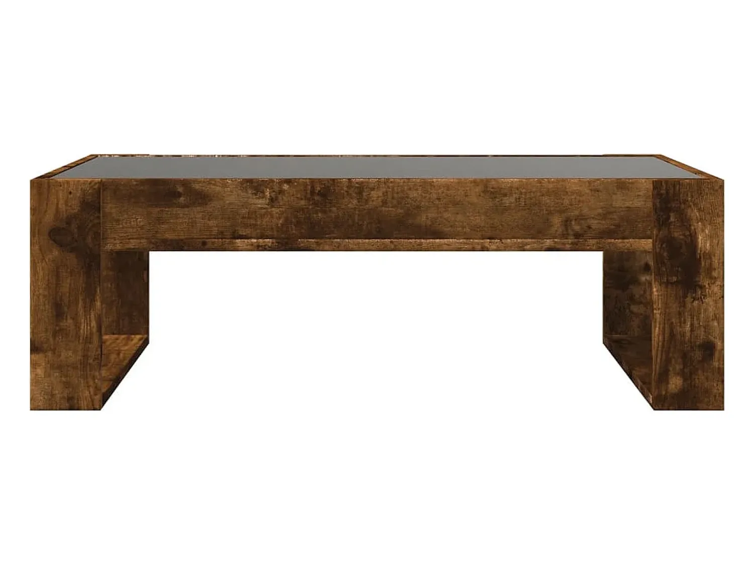 Mesa De Centro* Mesa de centro | Mesa de apoio luzes LED Infinity 90x53x30 cm carvalho fumado Castanho