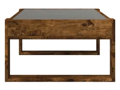 Mesa De Centro* Mesa de centro | Mesa de apoio luzes LED Infinity 90x53x30 cm carvalho fumado Castanho