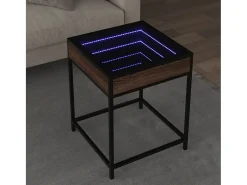 Mesa de centro | Mesa de apoio luzes LED Infinity 40x40x51 cm carvalho^ Mesa De Centro