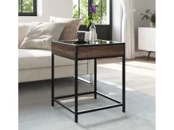 Mesa de centro | Mesa de apoio luzes LED Infinity 40x40x51 cm carvalho^ Mesa De Centro