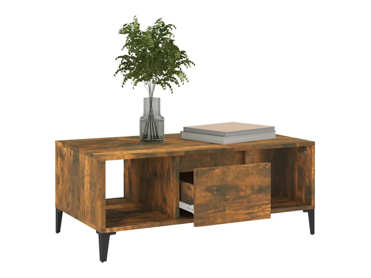 Mesa De Centro| Mesa de centro | Mesa de apoio 90x50x36.5 cm derivados madeira carvalho fumado Castanho