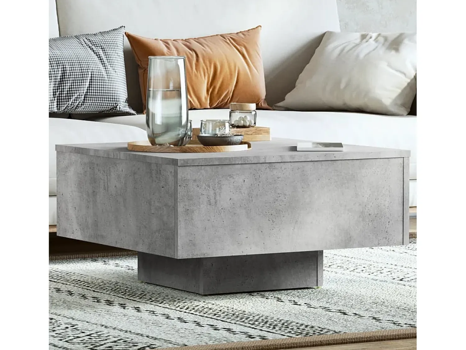 Mesa De Centro* Mesa de centro | Mesa de apoio 60x60x31.5 cm derivados de madeira cinza cimento Cinzento