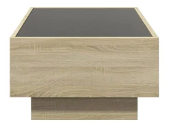Mesa de centro | Mesa de apoio c/ LEDs 90x50x30 cm derivados de madeira^ Mesa De Centro