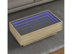 Mesa de centro | Mesa de apoio c/ LEDs 90x50x30 cm derivados de madeira^ Mesa De Centro
