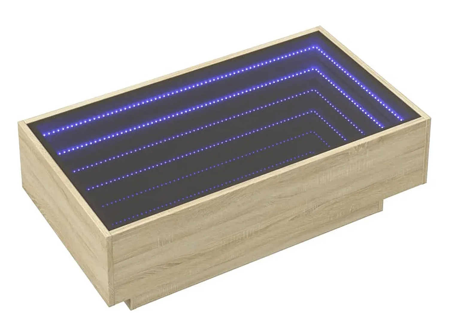 Mesa de centro | Mesa de apoio c/ LEDs 90x50x30 cm derivados de madeira^ Mesa De Centro