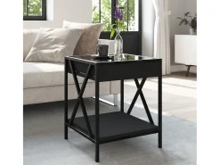 Mesa De Centro* Mesa de centro | Mesa de apoio com luzes LED Infinity 40x40x49 cm Preto