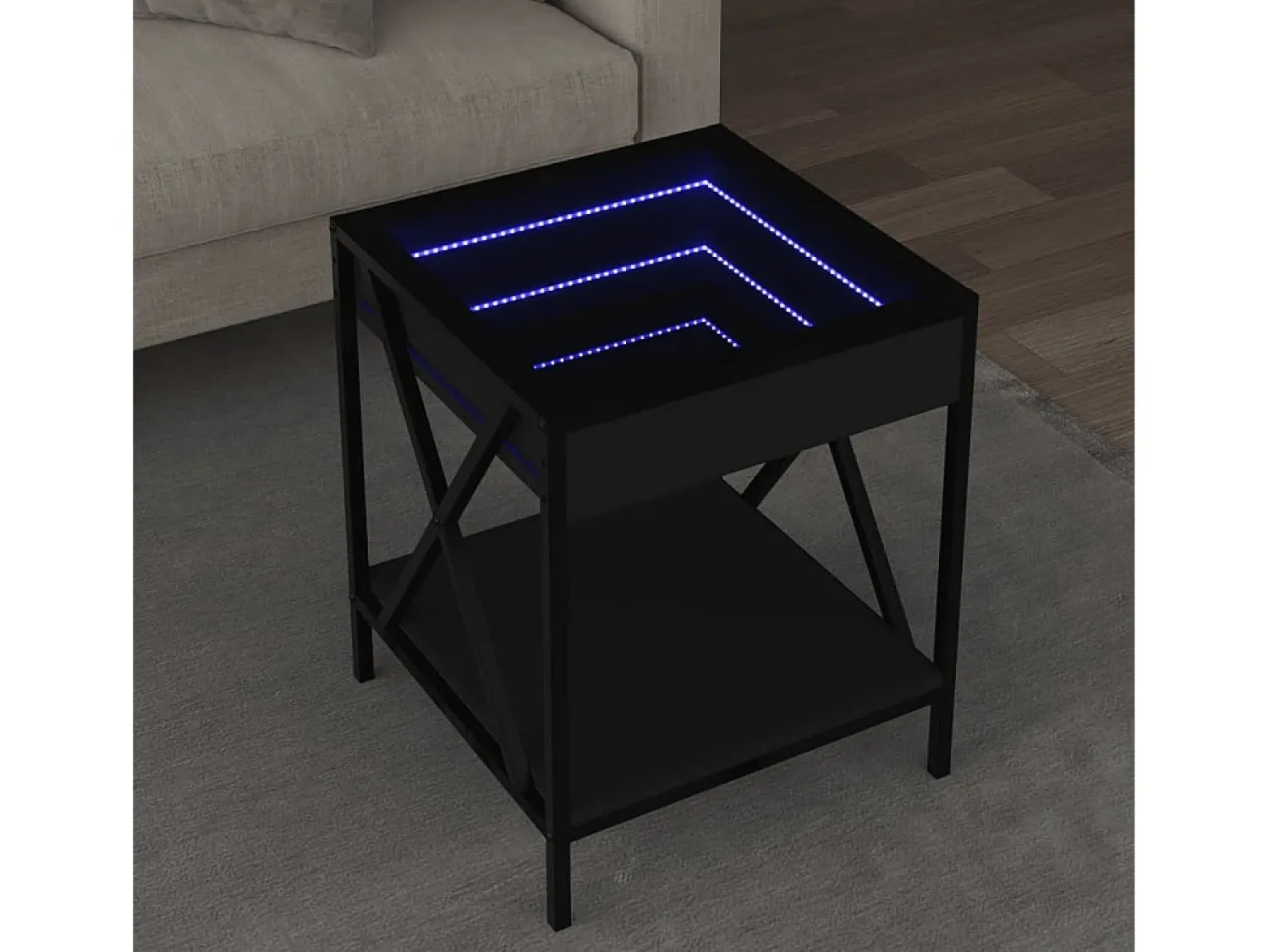 Mesa De Centro* Mesa de centro | Mesa de apoio com luzes LED Infinity 40x40x49 cm Preto