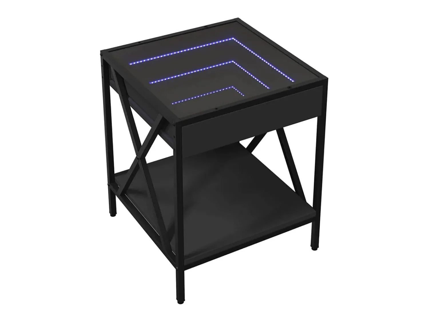 Mesa De Centro* Mesa de centro | Mesa de apoio com luzes LED Infinity 40x40x49 cm Preto