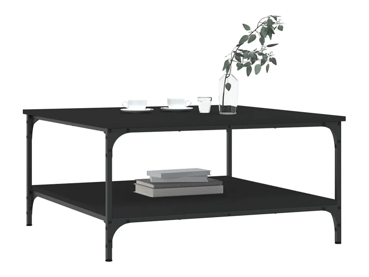 Mesa De Centro| Mesa de centro | Mesa de apoio 80x80x40 cm derivados de madeira Preto