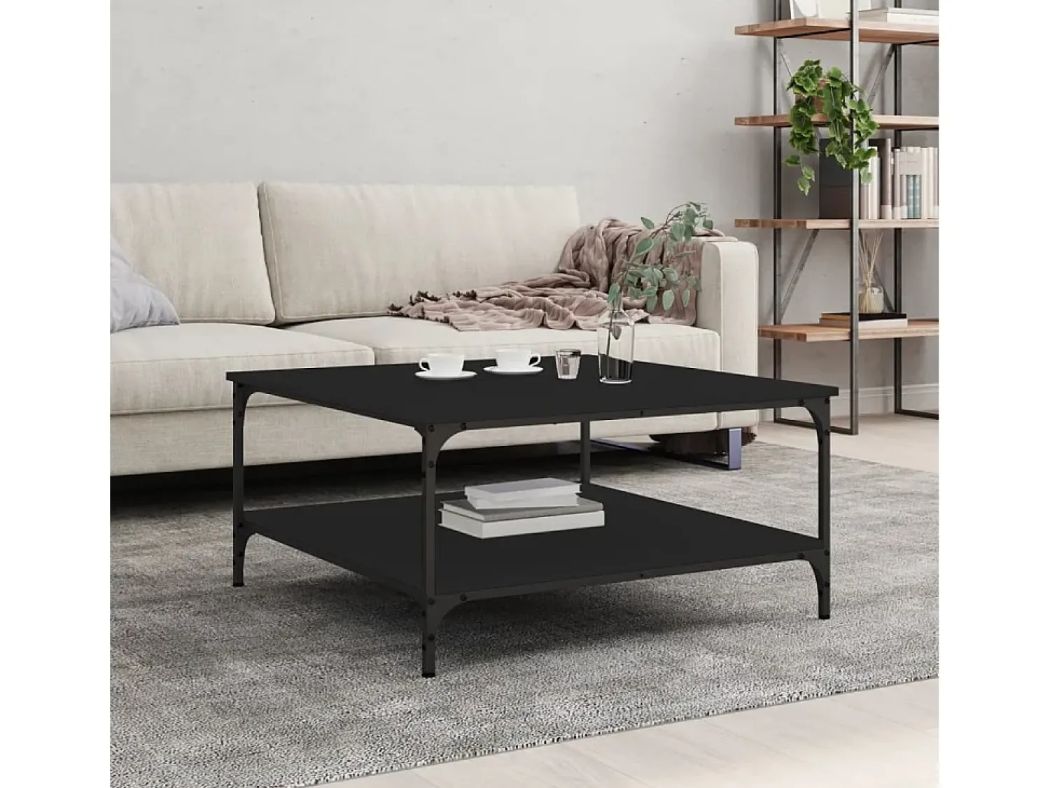 Mesa De Centro| Mesa de centro | Mesa de apoio 80x80x40 cm derivados de madeira Preto