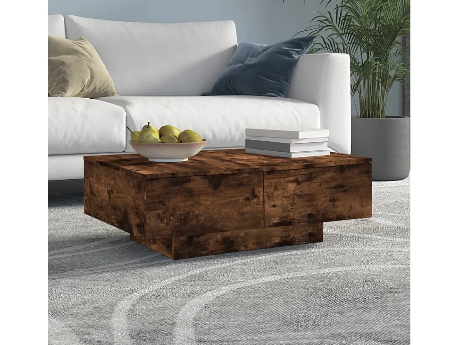 Outlet Mesa de centro | Mesa de apoio 90x60x31 cm derivados de madeira carvalho fumado Castanho