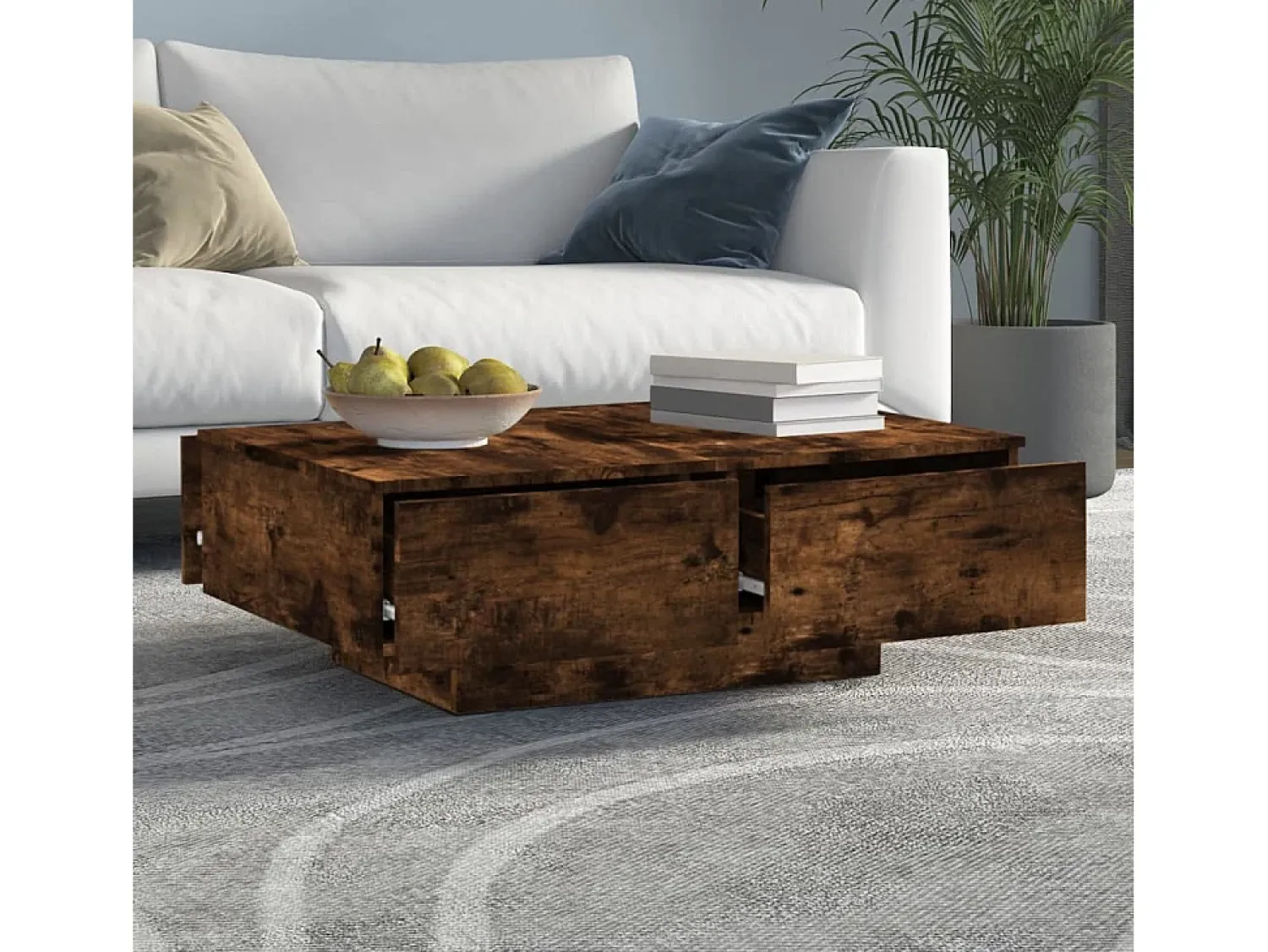 Outlet Mesa de centro | Mesa de apoio 90x60x31 cm derivados de madeira carvalho fumado Castanho