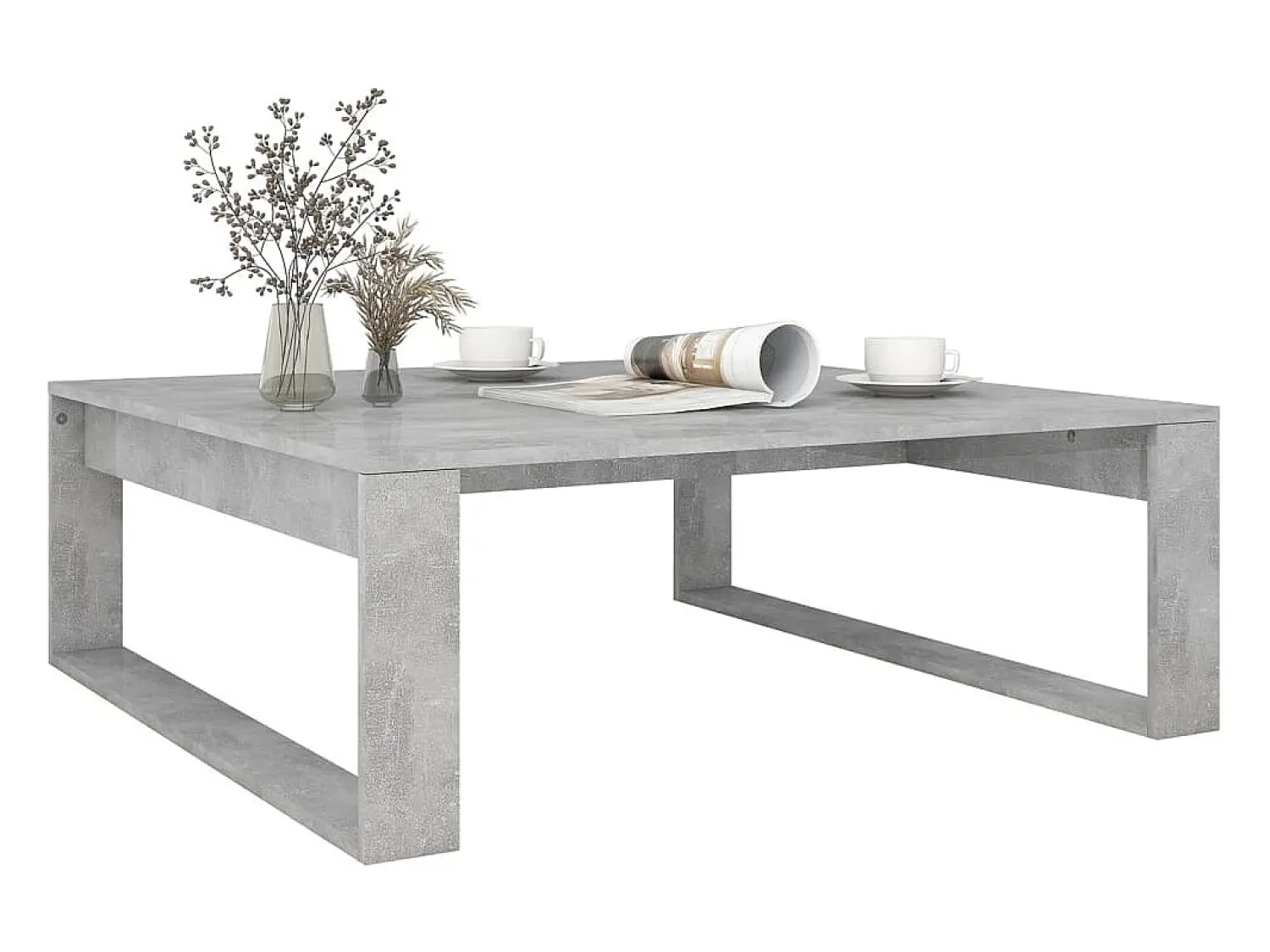 Mesa De Centro| Mesa de centro | Mesa de apoio 100x100x35 cm derivados madeira cimento Cinzento