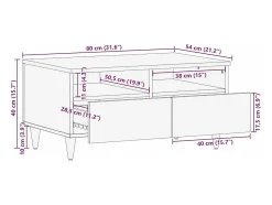 Best Mesa de centro | Mesa de apoio | Mesa de café com gaveta mel 80x54x40 cm Castanho