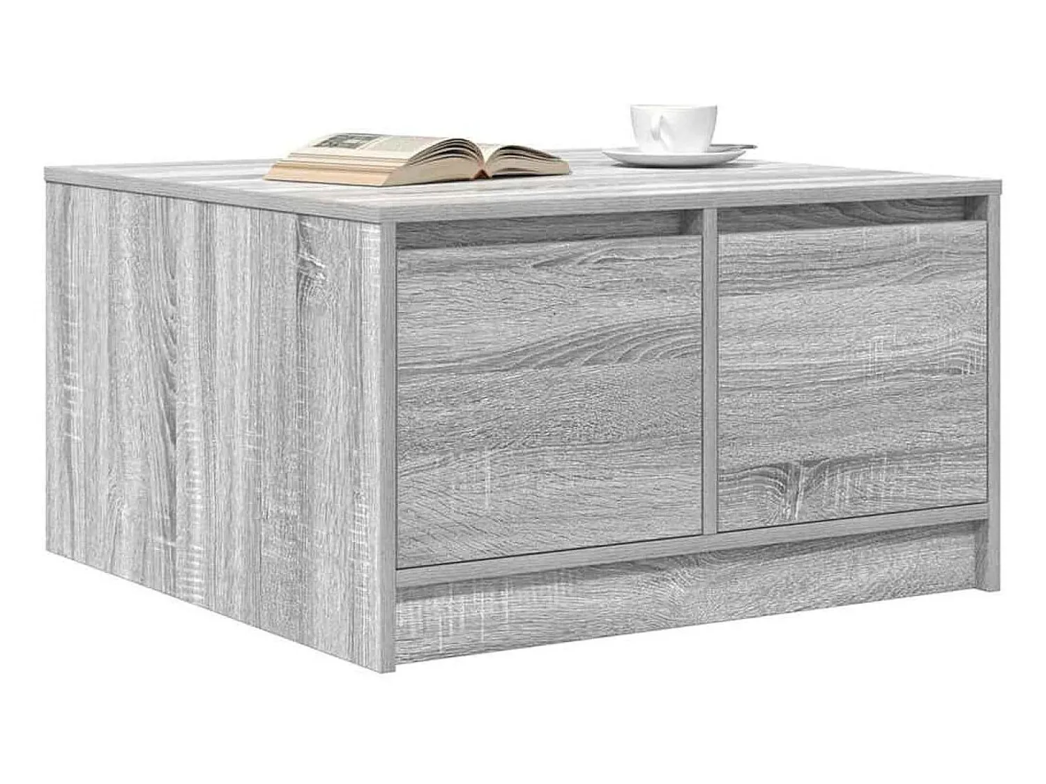 Mesa De Centro| Mesa de centro | Mesa de apoio com gavetas 70.5x70x40 cm sonoma Cinzento